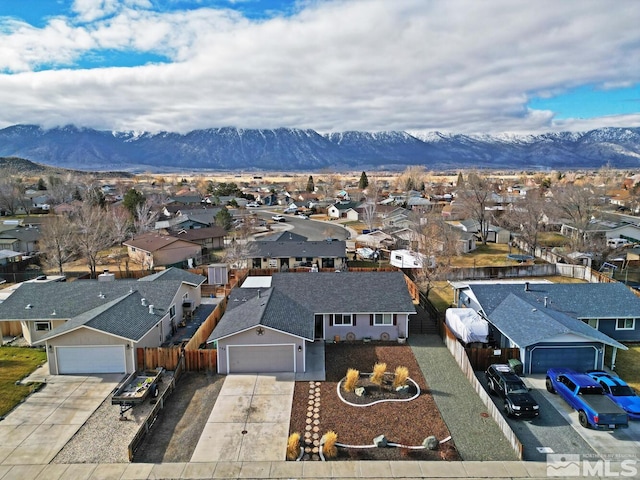 bird's eye view featuring a mountain view