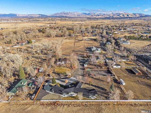 bird's eye view with a mountain view