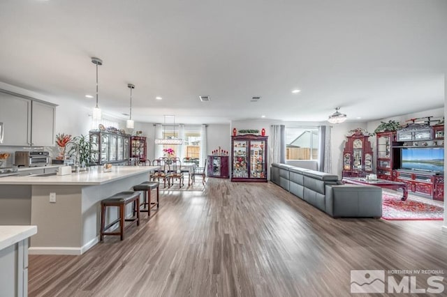 living room with wood-type flooring