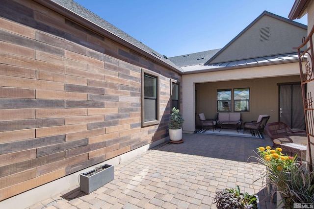 view of patio / terrace featuring an outdoor living space