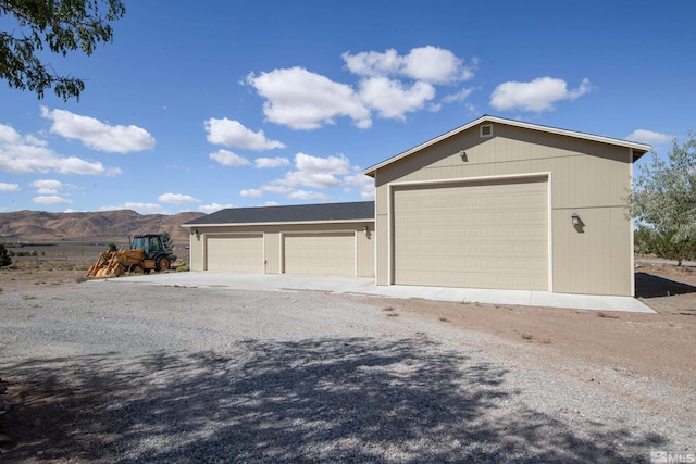 garage with a mountain view