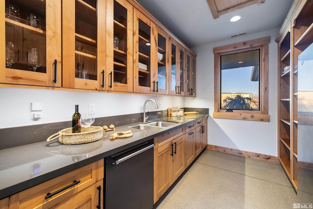 kitchen with stainless steel dishwasher and sink