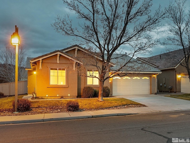 view of front of house with a garage