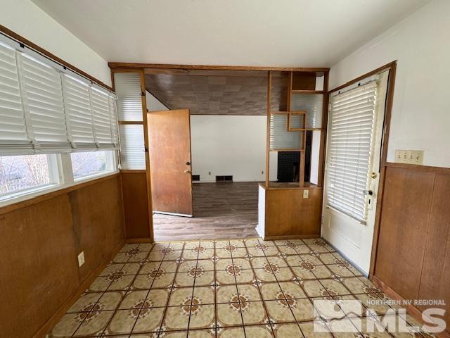 interior space with wood walls