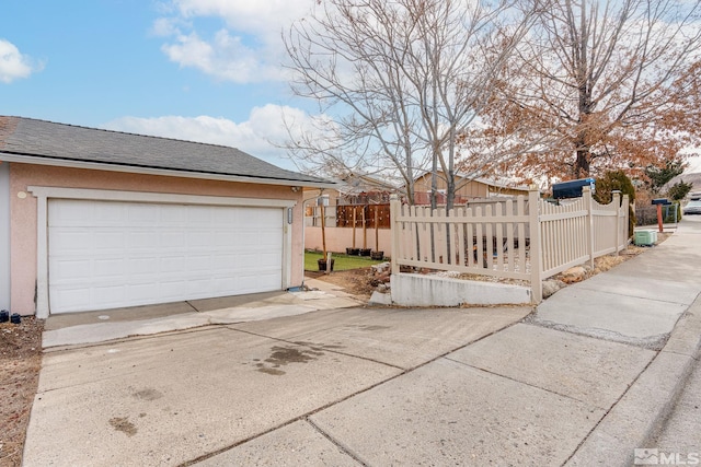 exterior space featuring a garage