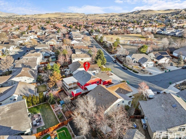 drone / aerial view with a mountain view