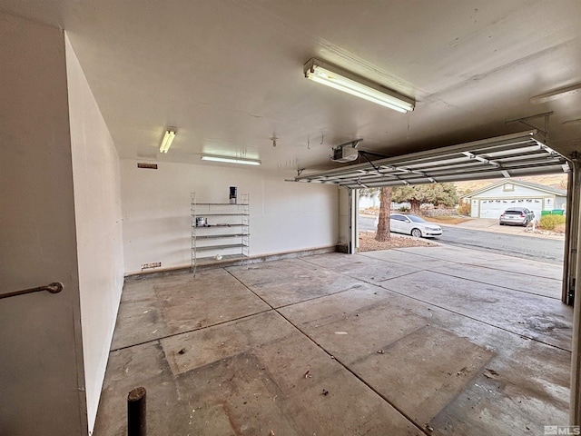 garage with a garage door opener