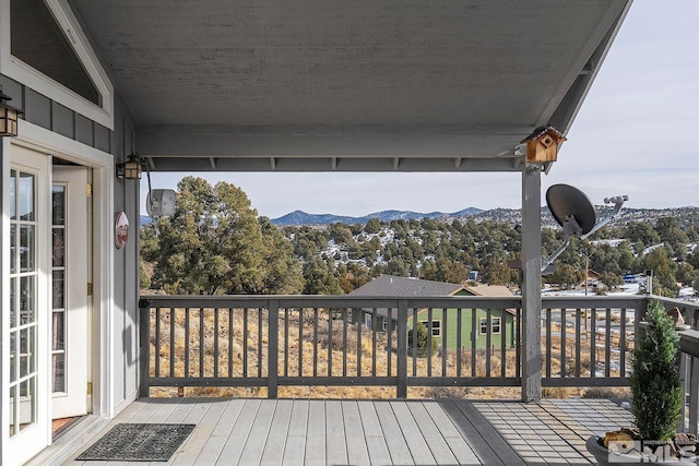 deck featuring a mountain view