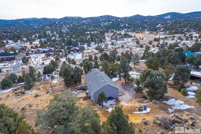 drone / aerial view with a mountain view