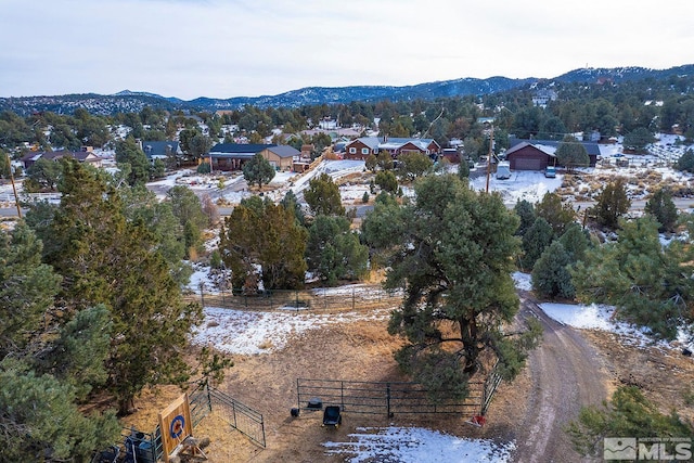 aerial view featuring a mountain view