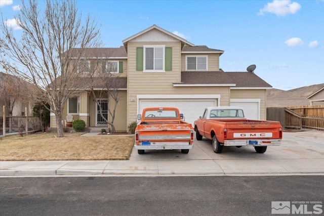 view of front of house with a garage