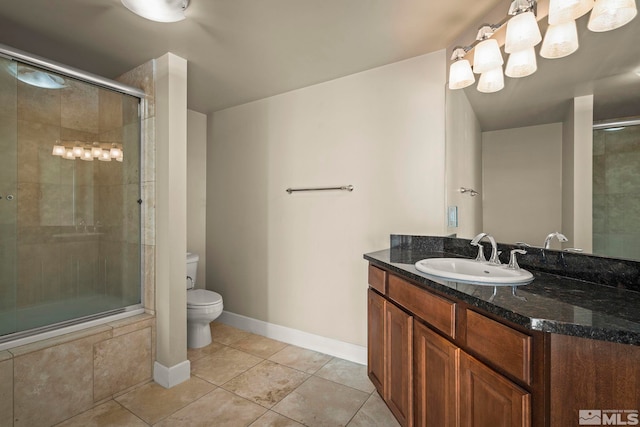 bathroom with tile patterned flooring, vanity, and toilet