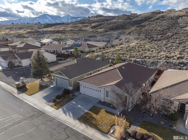 aerial view featuring a mountain view