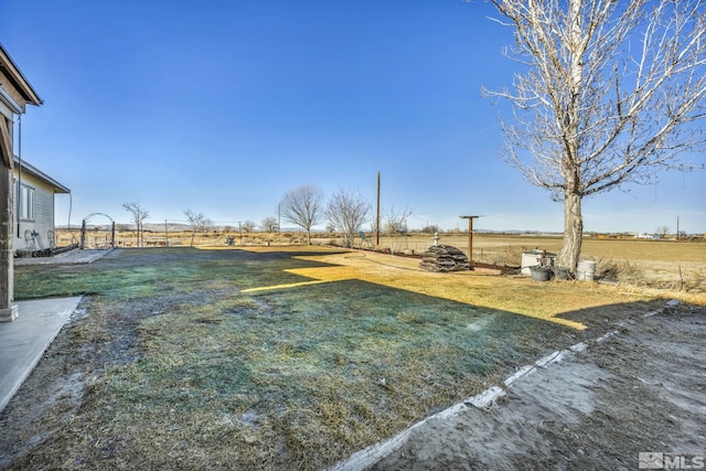 view of yard with a rural view