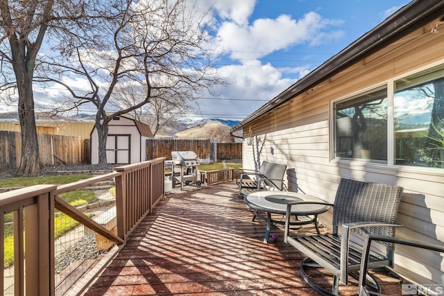 deck featuring a mountain view