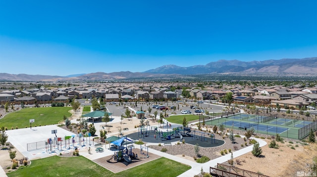 aerial view featuring a mountain view