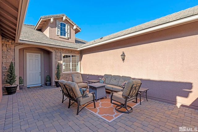 view of patio / terrace featuring an outdoor living space