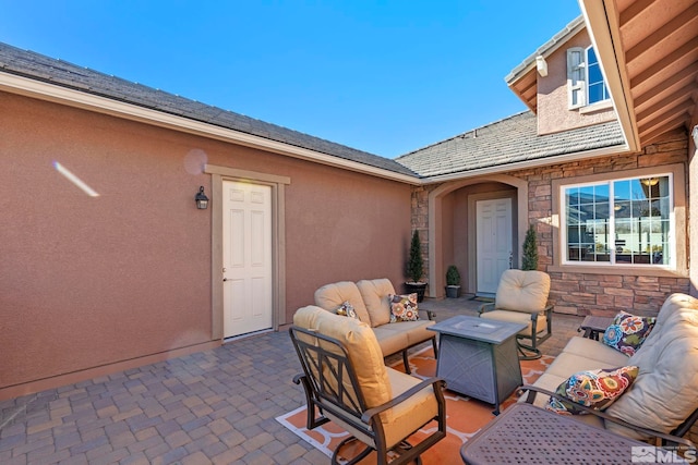 view of patio featuring an outdoor living space