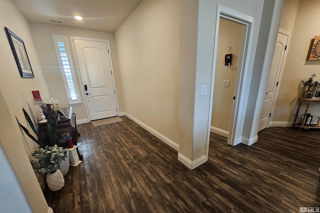 foyer featuring dark wood-type flooring