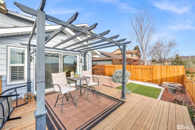 deck featuring a pergola