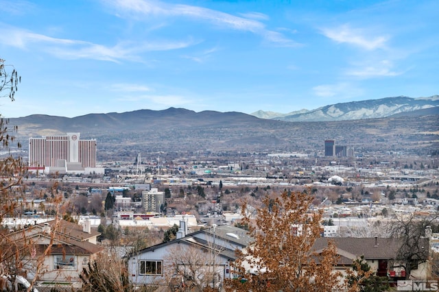 property's view of city with a mountain view