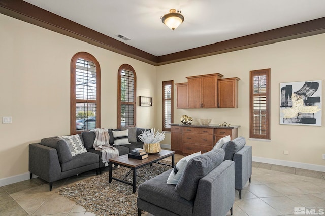 view of tiled living room