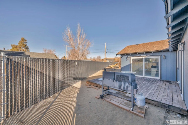 view of patio featuring a wooden deck