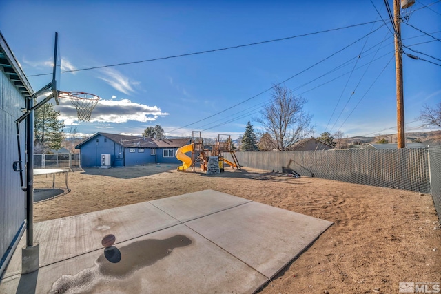 view of yard with a playground