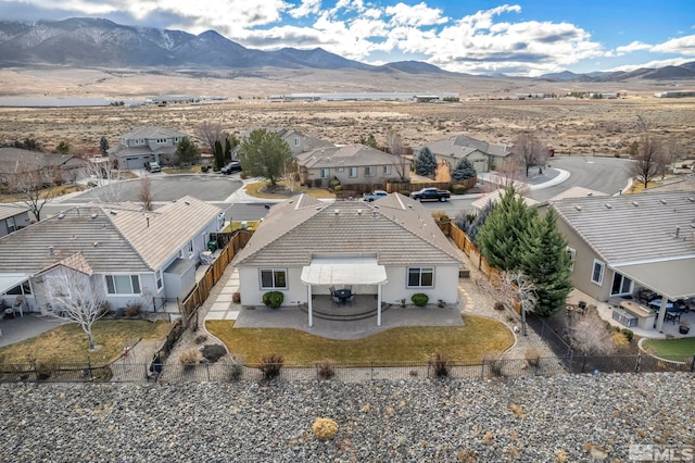 drone / aerial view with a mountain view