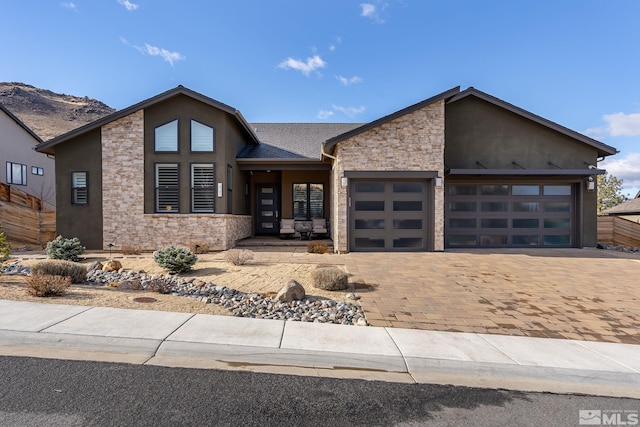 view of front of house with a garage