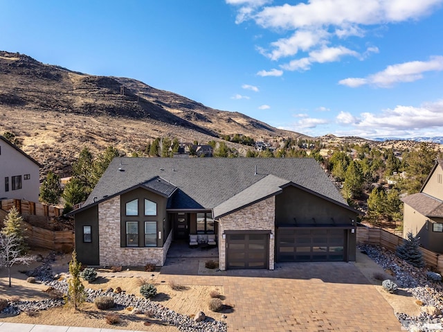 view of front facade with a mountain view