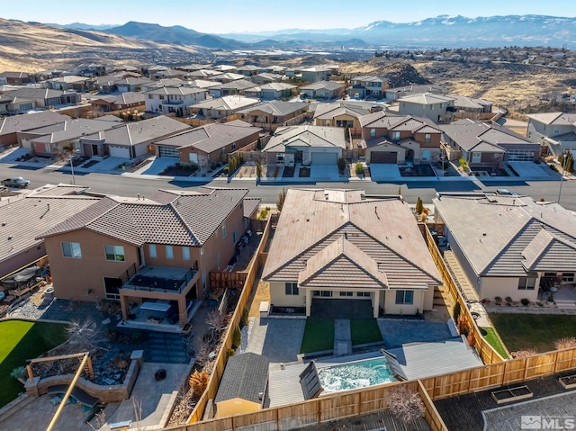 bird's eye view featuring a mountain view