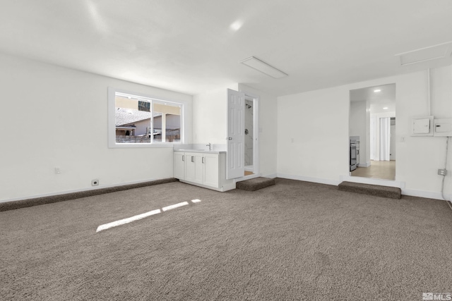 empty room featuring carpet flooring and sink