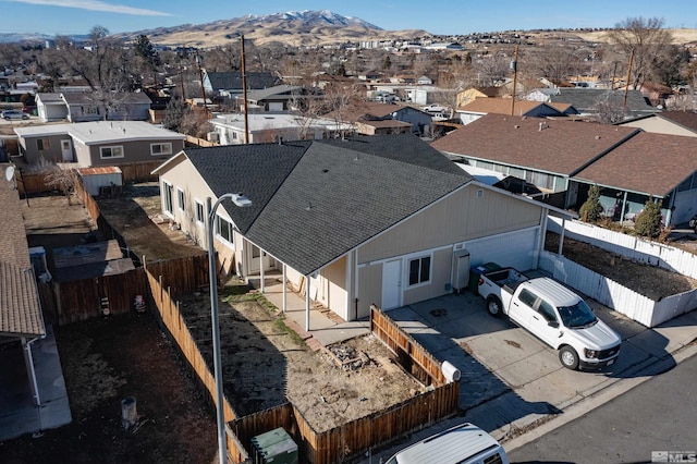 aerial view with a mountain view