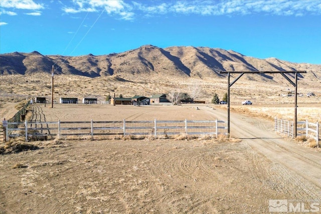 view of mountain feature featuring a rural view