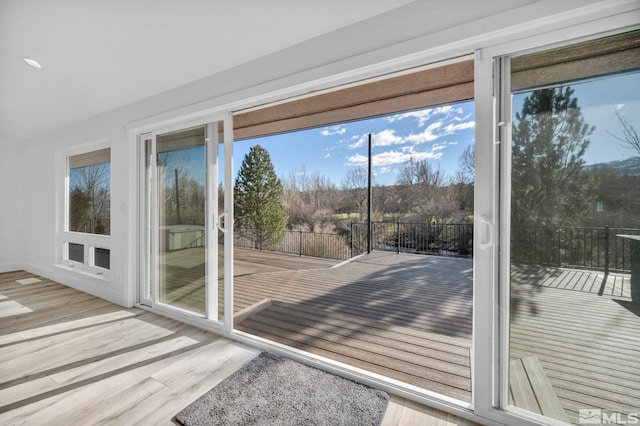 entryway with hardwood / wood-style flooring