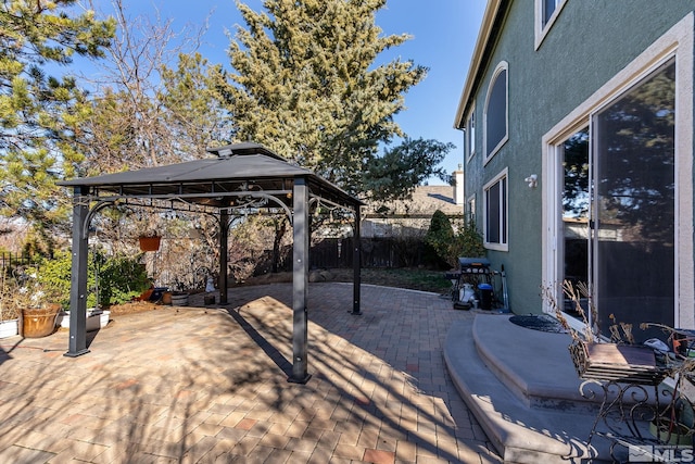 view of patio / terrace with a gazebo