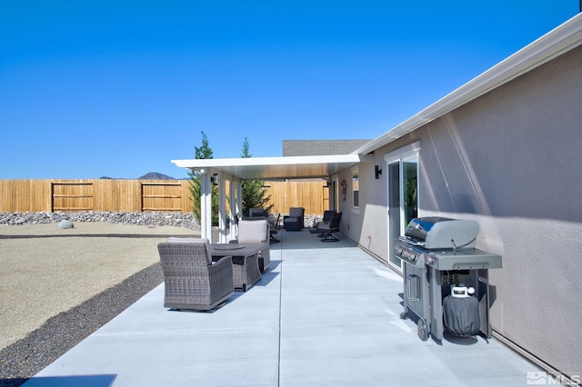 view of patio / terrace featuring outdoor lounge area and grilling area