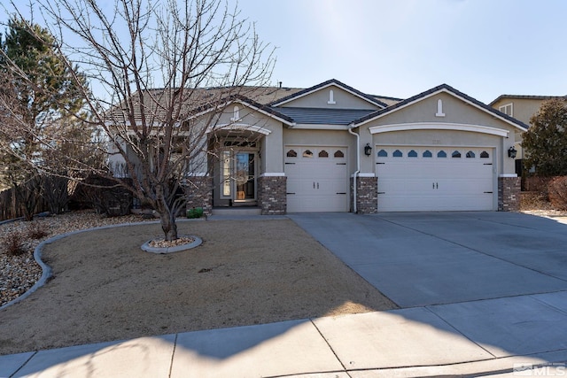 single story home with a garage