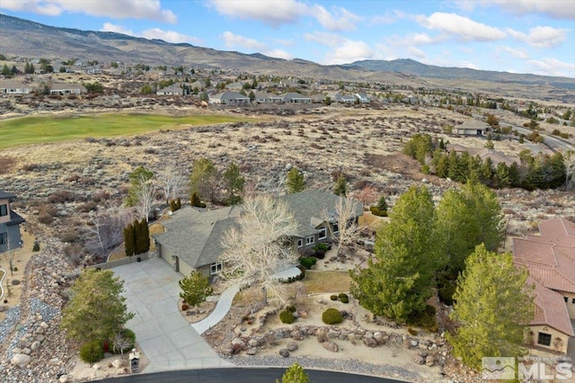 drone / aerial view with a mountain view