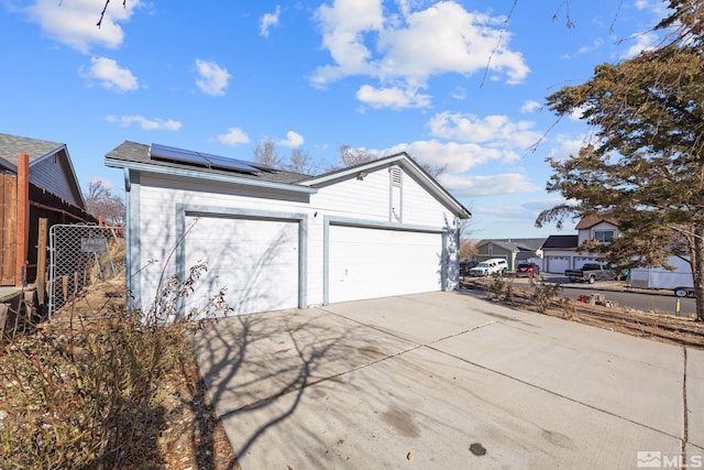 garage with solar panels