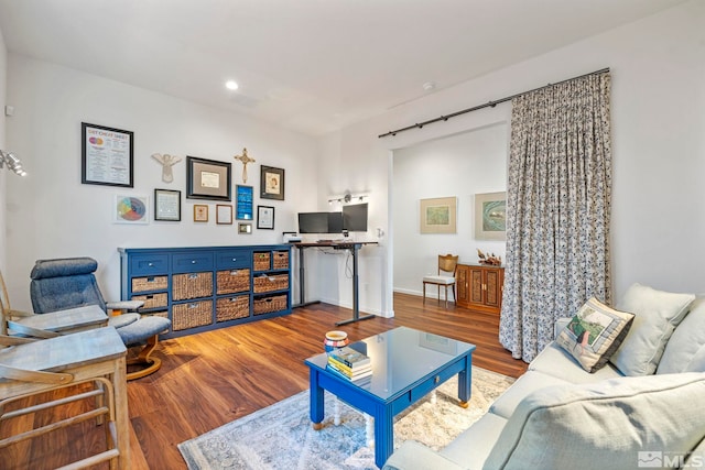 living room with hardwood / wood-style floors