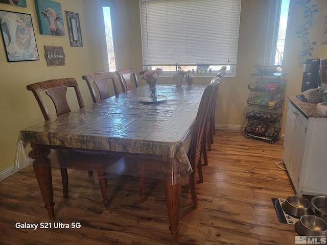 dining space featuring hardwood / wood-style flooring