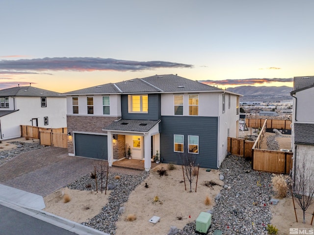 view of front of house with a garage