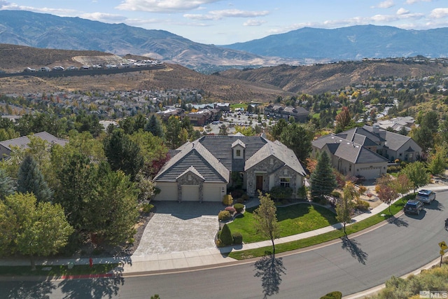 aerial view featuring a mountain view