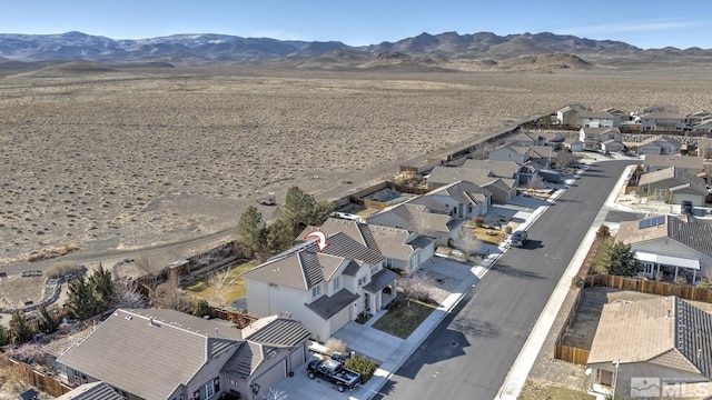 bird's eye view with a mountain view