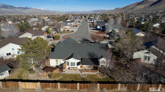 bird's eye view with a mountain view