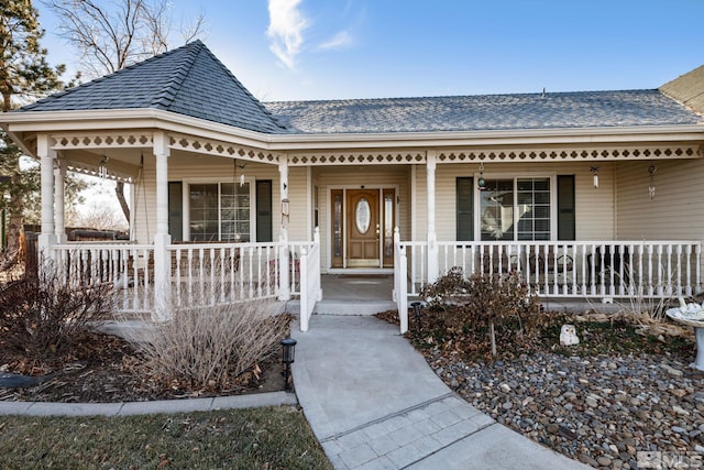 view of front of home featuring covered porch