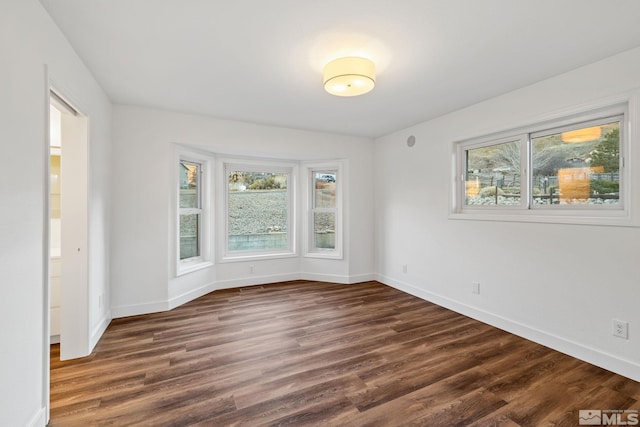 unfurnished room featuring dark hardwood / wood-style flooring and plenty of natural light