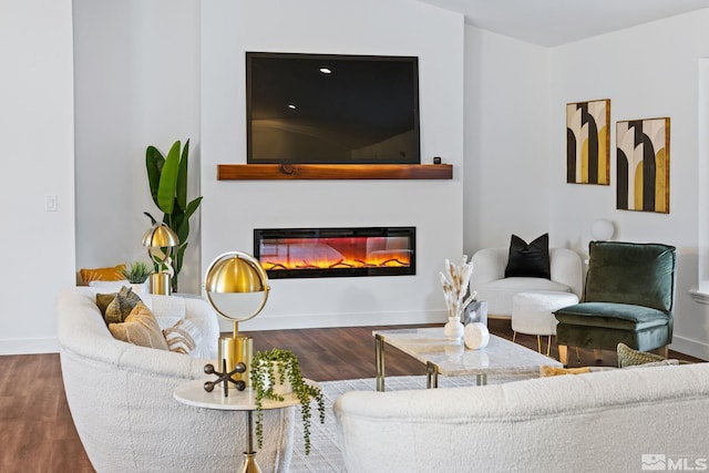 living room featuring dark hardwood / wood-style floors